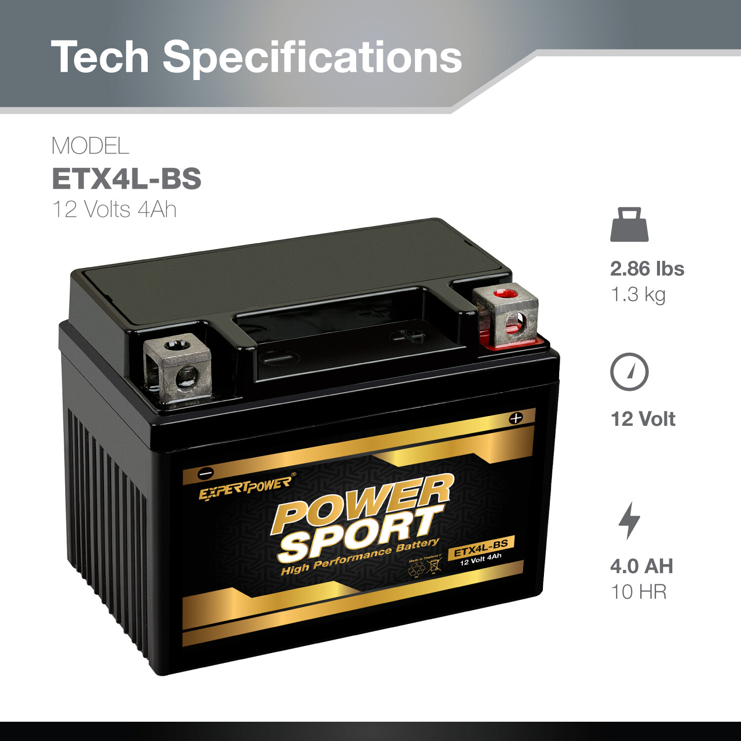 YTX4L-BS SLA Battery for ATV, Honda CRF230F