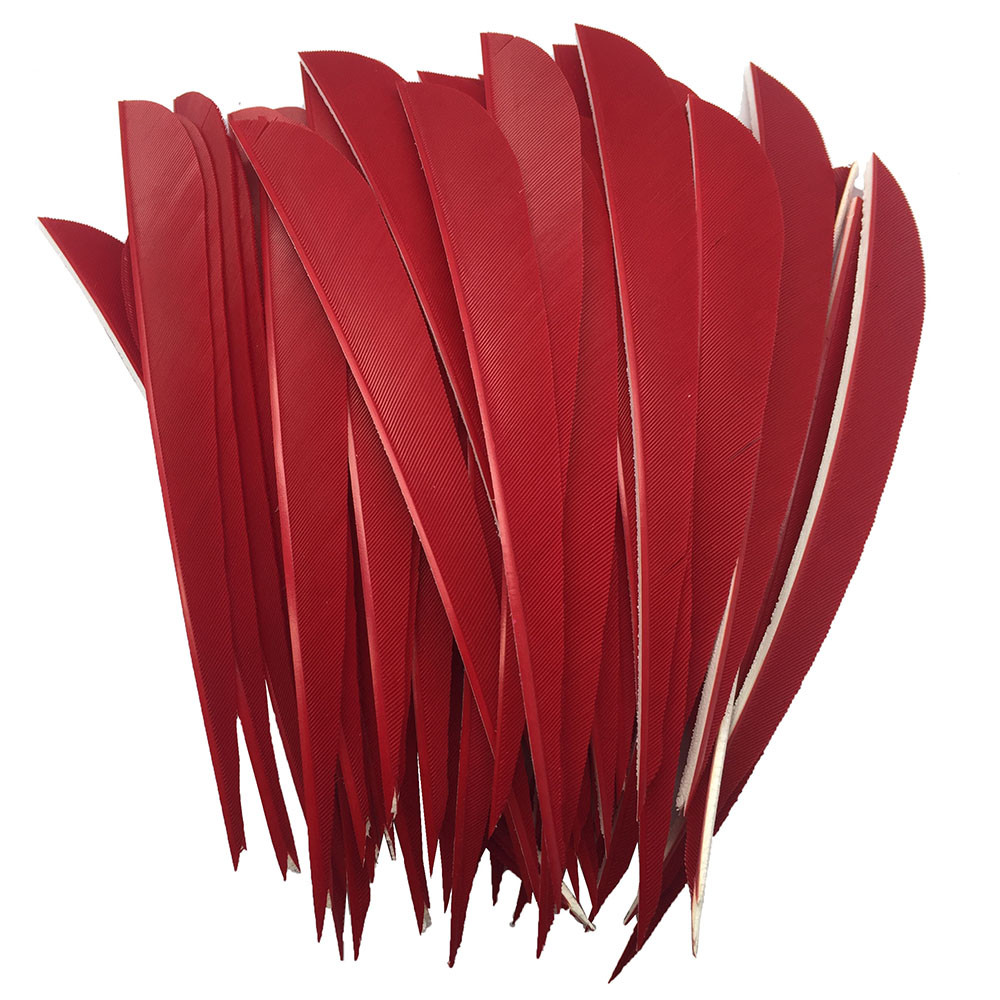 Archery Fletches 5" Water Drop Red Traditional Arrow Feather RW - 50PCS