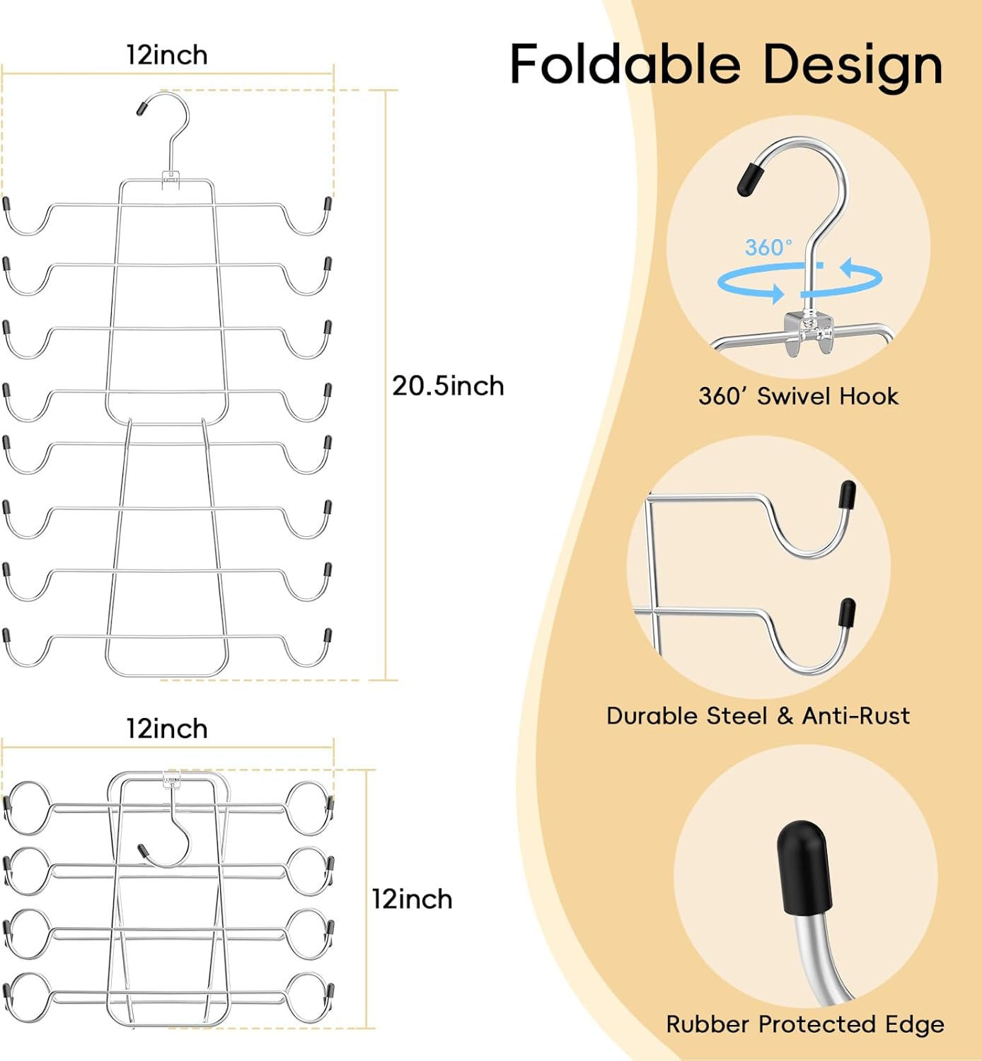 Tank Top and Leggings Organizer 2 Pack Space Saving Hanger with 20 Clips