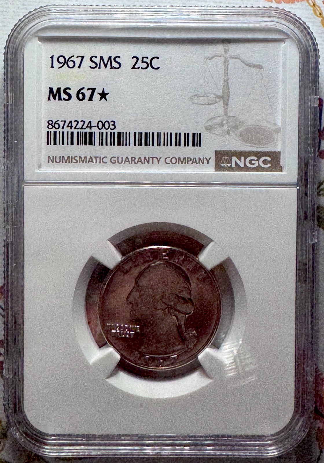 1967 sms washington quarter MS 67 Star 🌟 NGC Brown Label