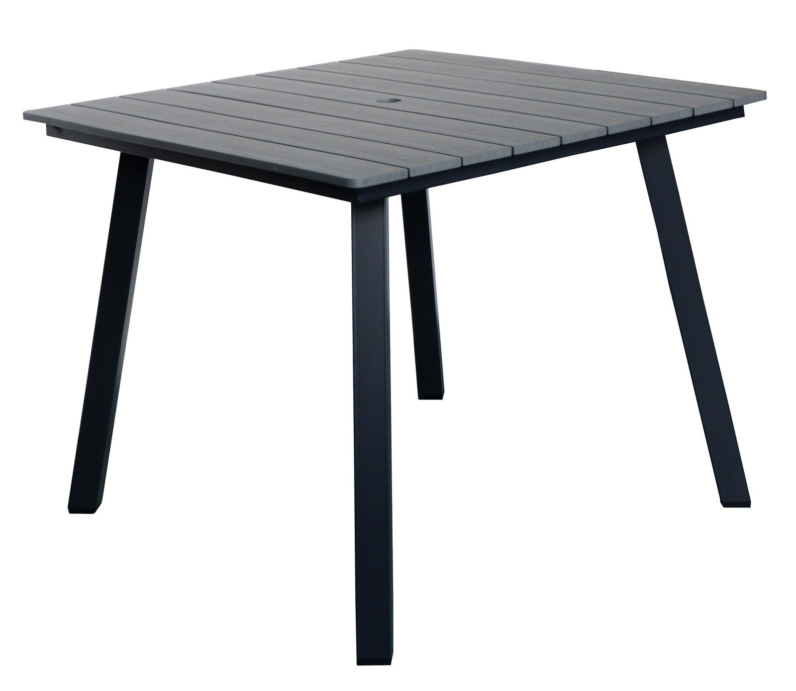 35-Inch Square Patio Table w/ Iron Frame WPC Tabletop & Umbrella Hole