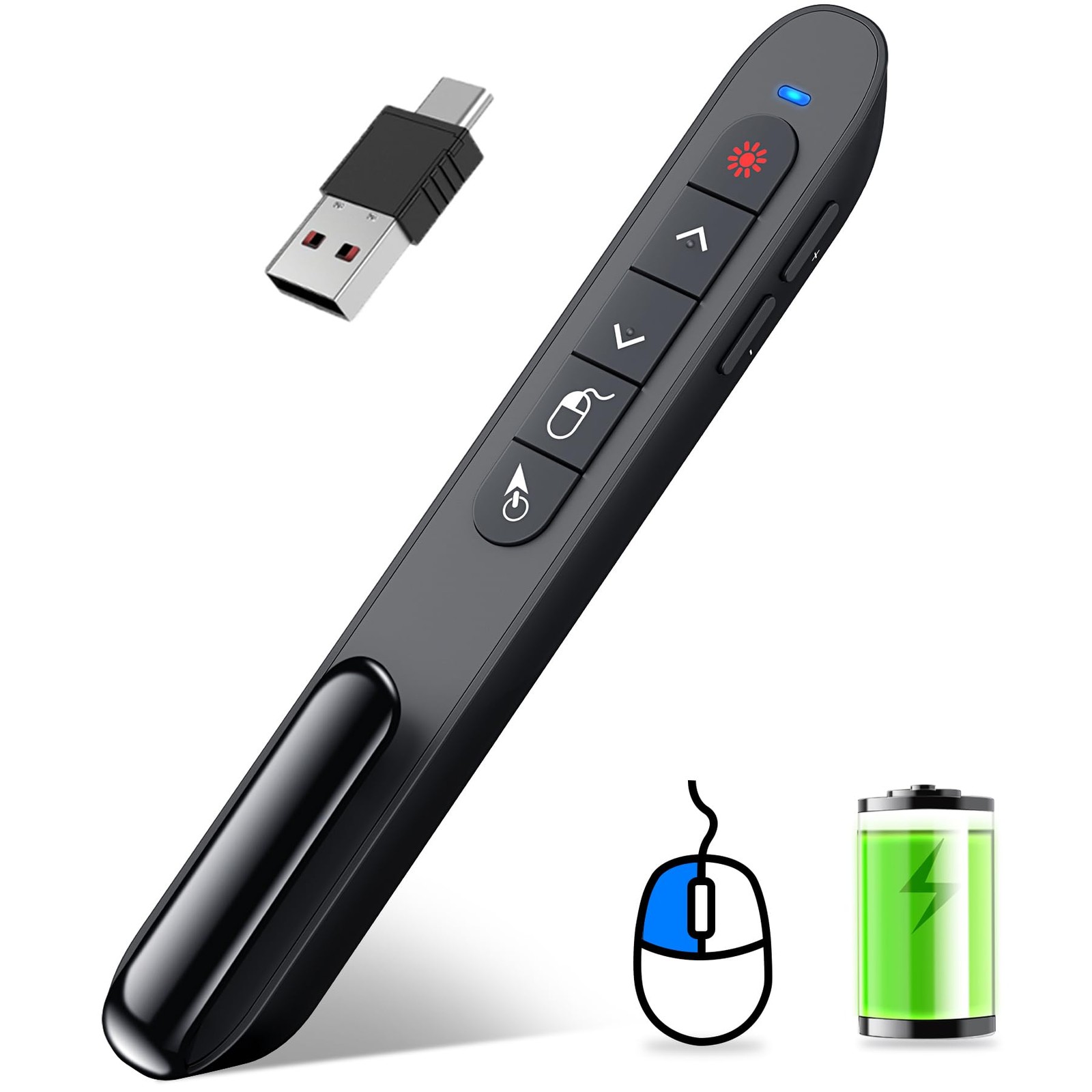 Wireless Presenter Remote Rechargeable Air Mouse PPT Clicker for PC Mac