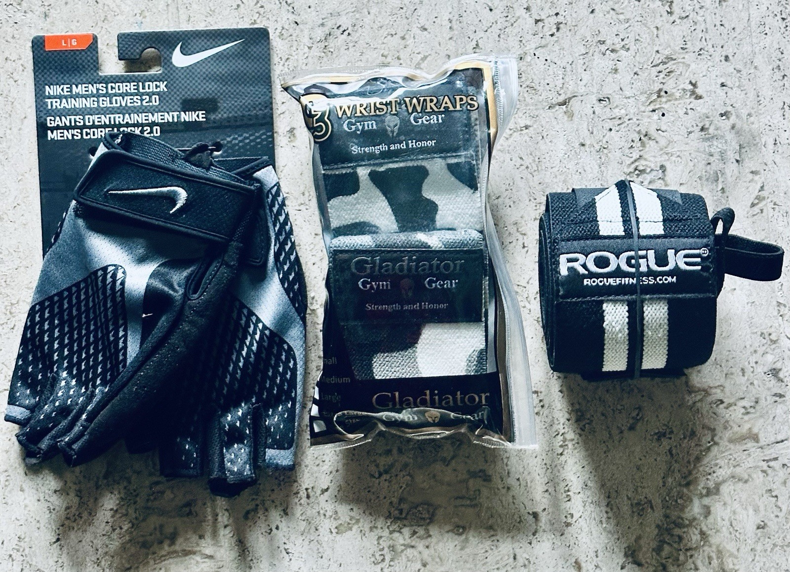 Nike Core Lock 2.0 Training Gloves Large w/ Gladiator & Rouge Wrist Wraps