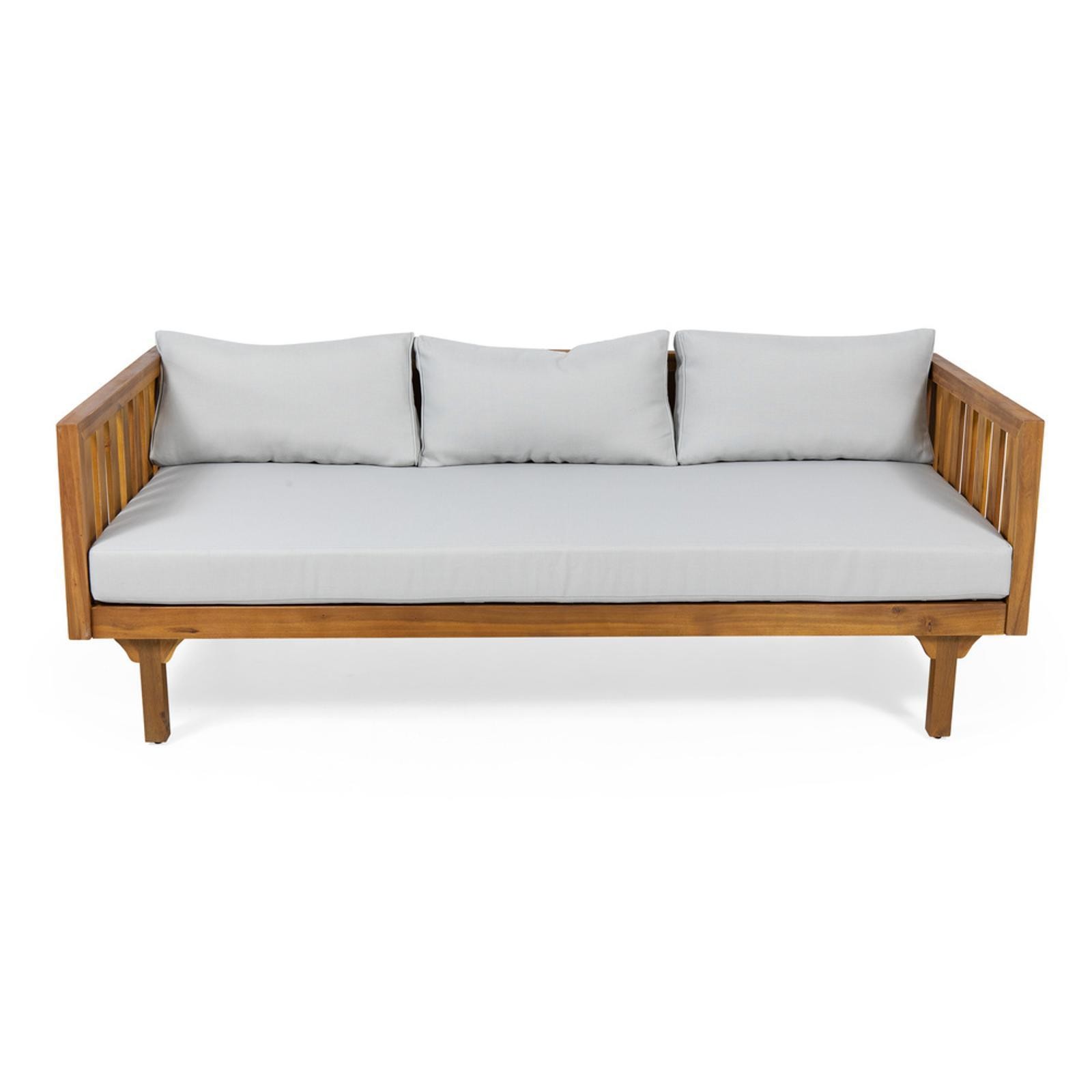 3-Seater Outdoor Daybed with Sleek Acacia Wood Frame, Homey Slat Design, and