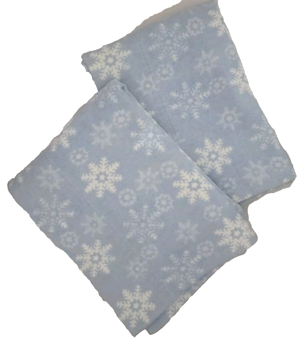 Set Of 2 Blue Flannel Pillowcases W/snowflakes 20 X 30 Standard/queen