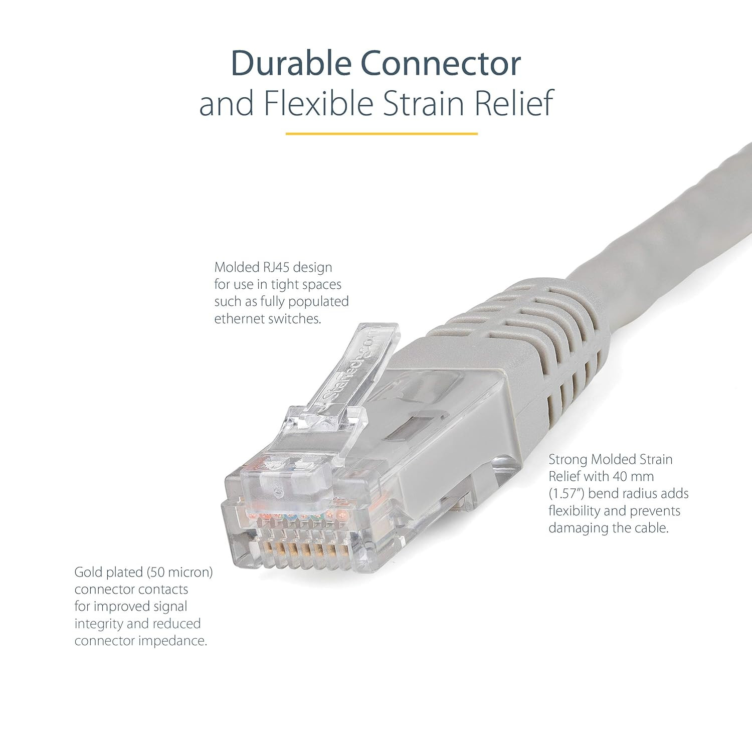 Startech 25Ft CAT6 Ethernet Cable - Gray CAT 6 Gigabit Ethernet Wire -250Mhz 100