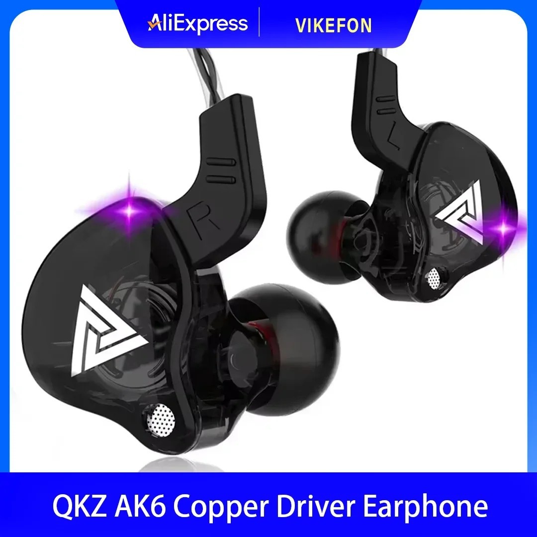 QKZ AK6 In-Ear Wired Earphones Mic HiFi Stereo Bass Sports Earbuds 3.5mm
