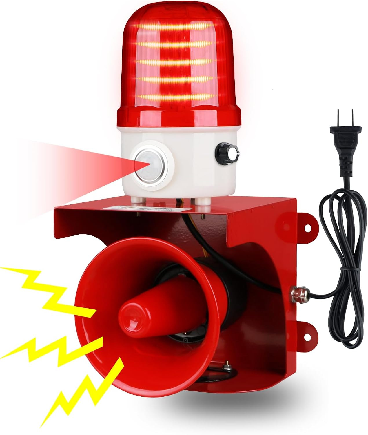 Motion Sensor Alarm with Human Detection,120Db Adjustable Siren & LED Strobe Lig