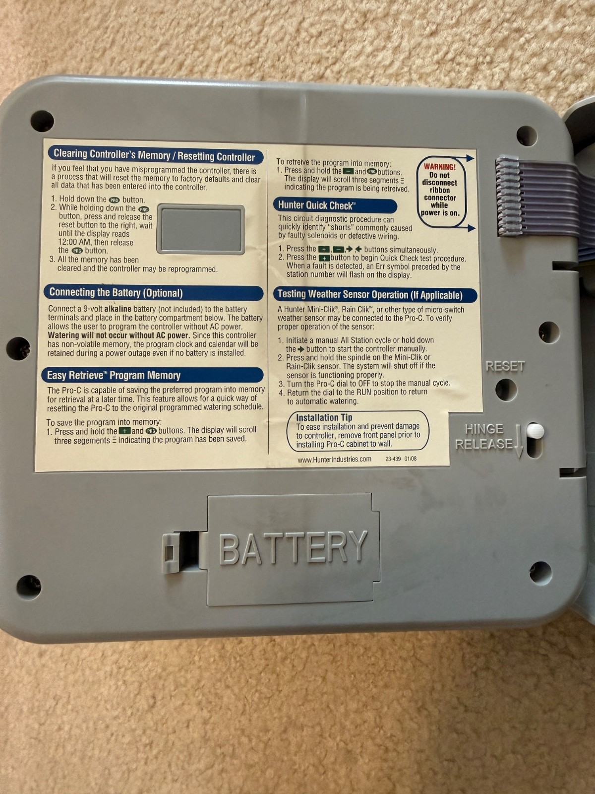 Hunter Pro-C PC-300i Irrigation Sprinkler Controller 12 Zone - Tested & Works