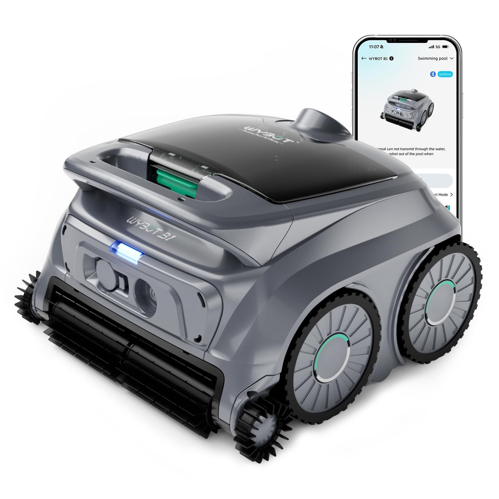 WYBOT B1 Robotic Pool Cleaner Cordless Wall Waterline Cleaning Edge Cleaning