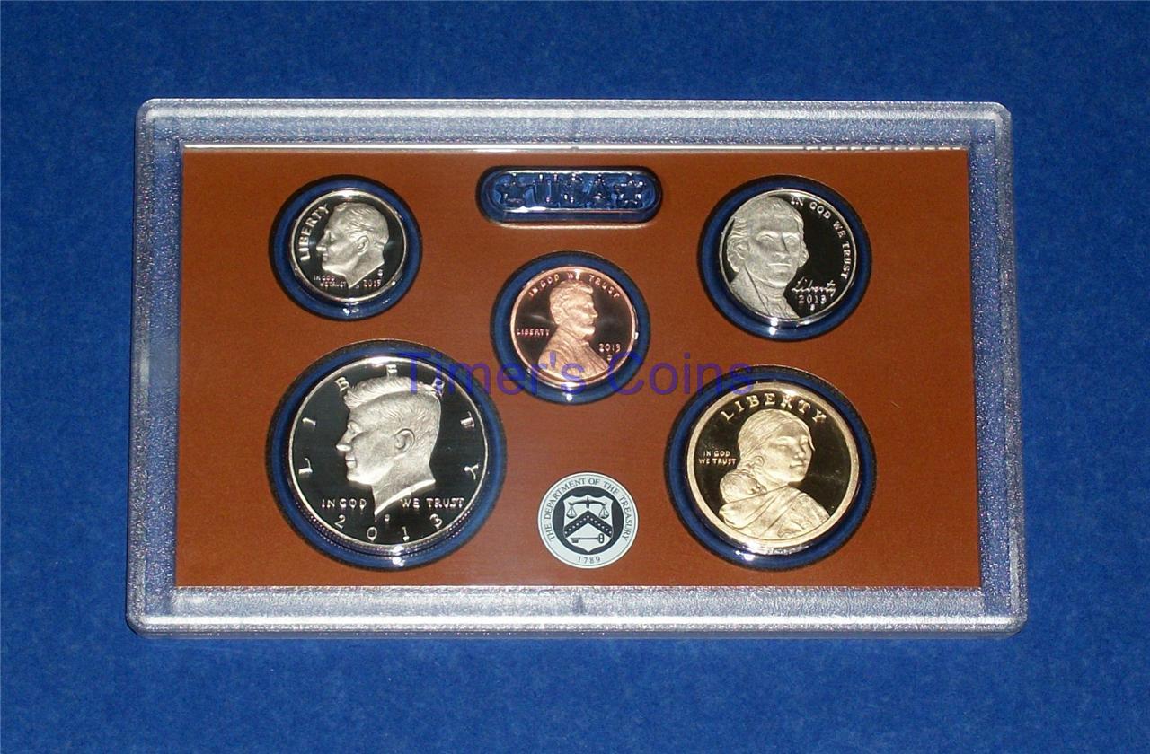 2013 S Partial Proof Set- Five Coins-Sacagawea Kennedy Dime Nickel Cent