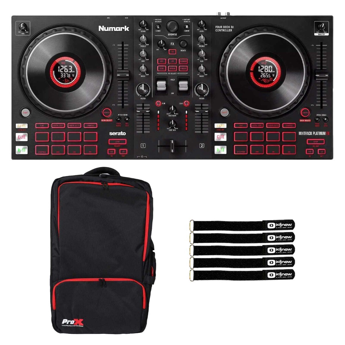 Numark Mixtrack Platinum FX Portable 4-Deck DJ Controller with Backpack