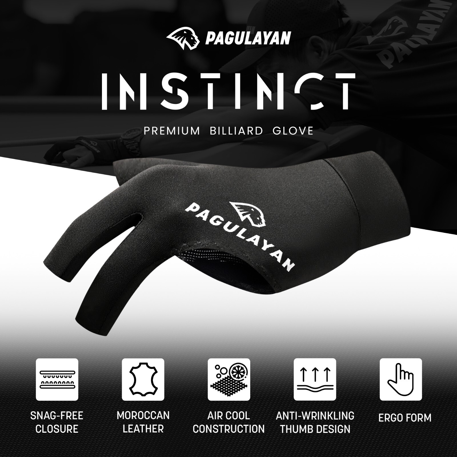 Pagulayan INSTINCT Pool/Billiard Glove, Right Hand - XXS - 4 SIZES