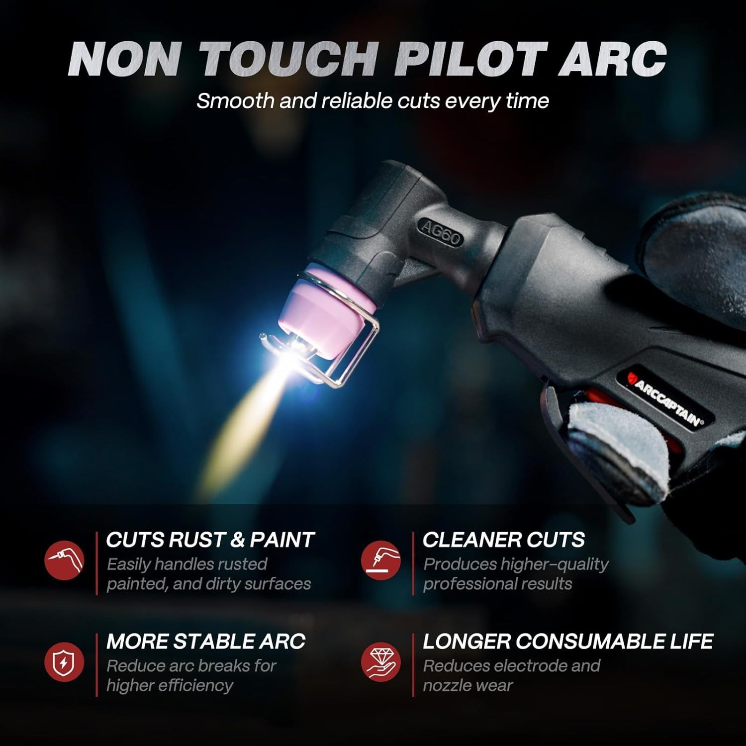 ARCCAPTAIN 55A Plasma Cutter, Non-Touch Pilot Arc High-Frequency Plasma Cutting