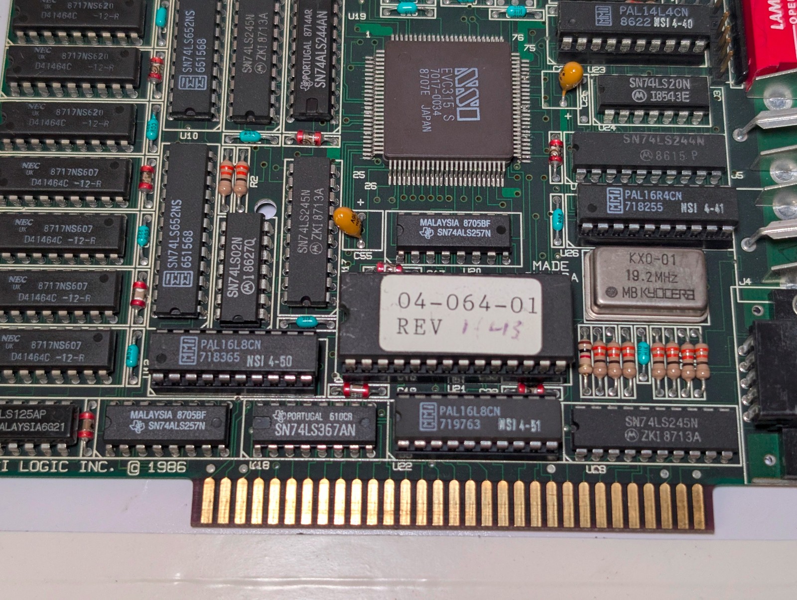 NSI Logic EVC-315S EGA card; 256 KB; ISA 8-bit; untested