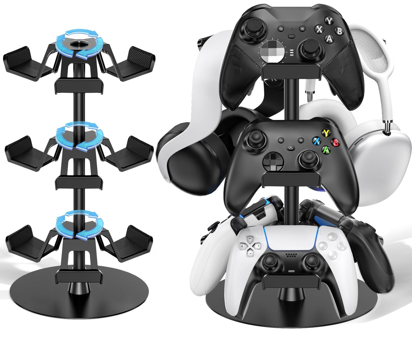 Kosker Headset Stand 3 Tiers for Desk, Rotatable Gaming Controller Stand for ...