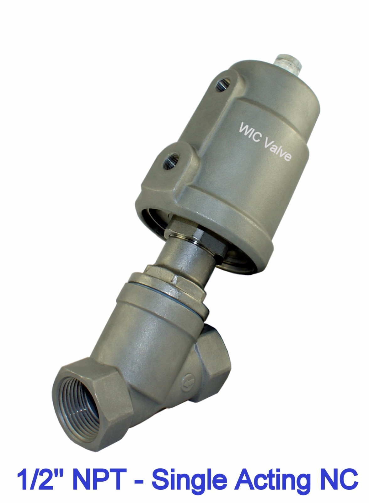 1/2" Half Inch Air Actuated Angle Seat Pneumatic Single Acting Steam Valve NC