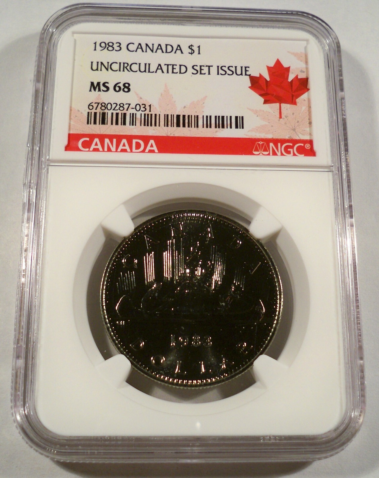 1983 NGC MS68 CANADA VOYAGEUR DOLLAR MS 68 BRIGHT WHITE $1