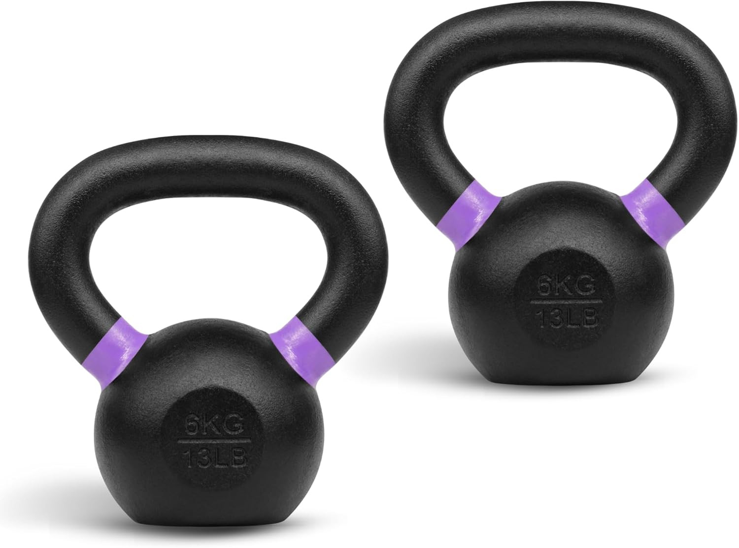 Powder Coated Kettlebell, Cast Iron Core Kettlebells with Non-Slip Handle & Flat
