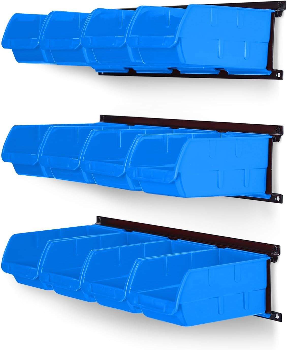 Wall Mounted Storage Bins, Plastic Hanging Storage Organizer Bins, Garage Tool S
