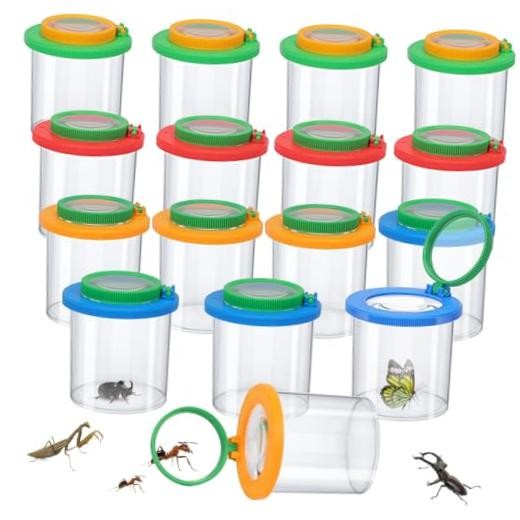 16 Pieces Magnifying Insect Box - Bug Viewer, Critter Insect Cage, Container,