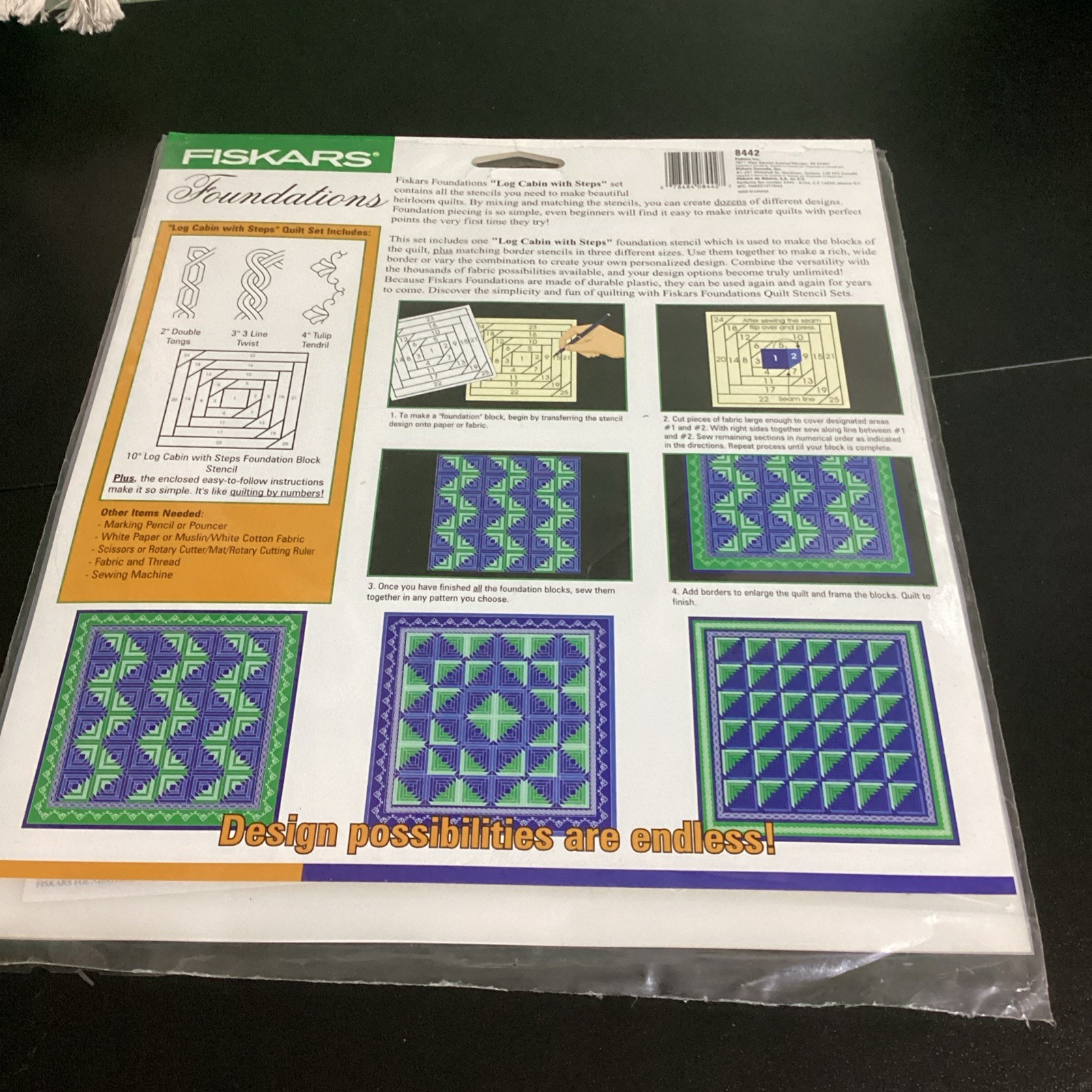 Fiskars Foundations Complete Quilt Stencil Set - Log Cabin with Steps 8442