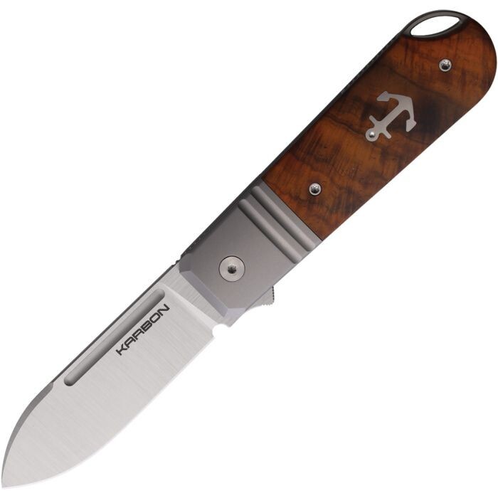 KARBON Ahoy Frame Folding Knife 3.13" M390 Steel Blade Ironwood/Titanium Handle