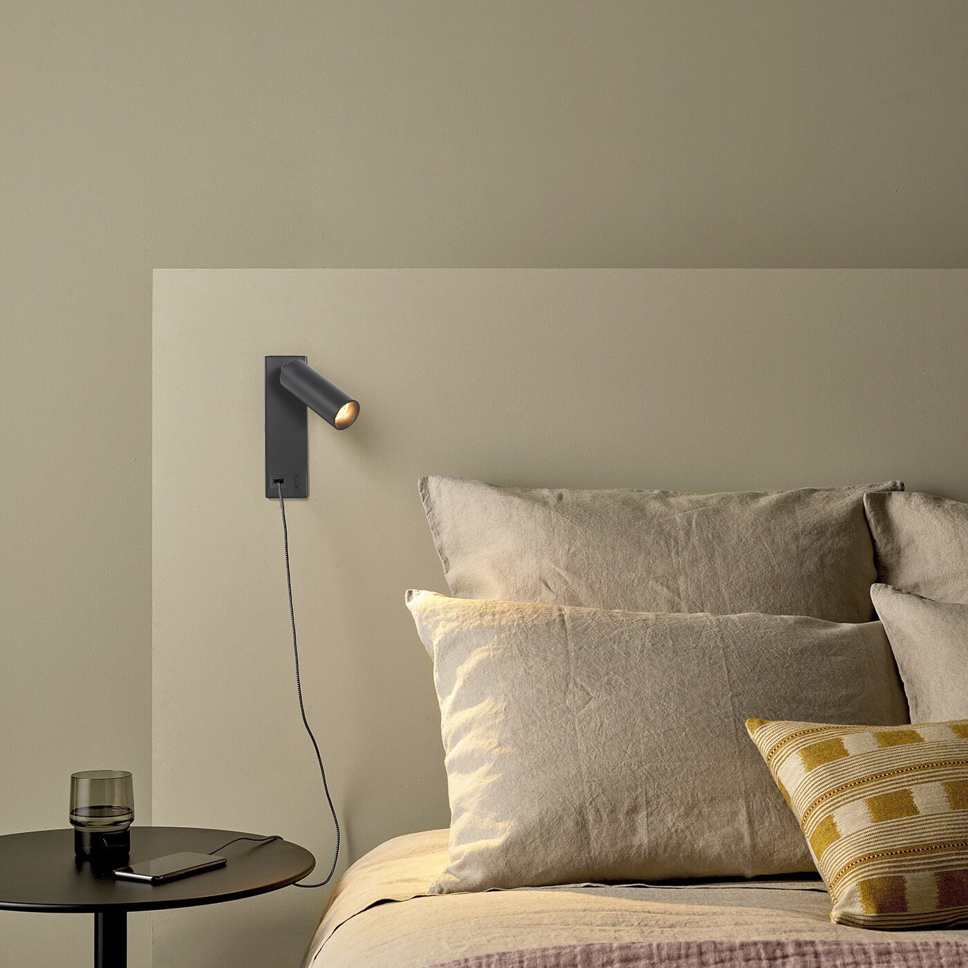 COB LED Bedside Light Wall Lamp Fixture USB Charging Port Switch Surface Mounted