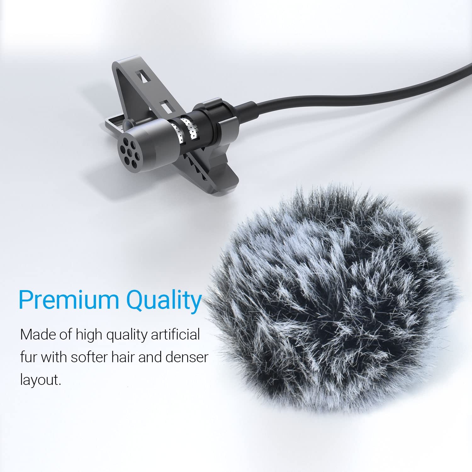 Wind Muff for Lavalier Lapel Microphone, Furry Cover, 5-Pack