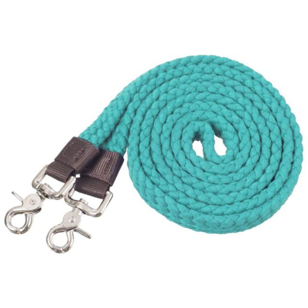 New! 7' foot long Braided FLAT COTTON ROPING REINS w Scissor snap ends 6 COLORS!