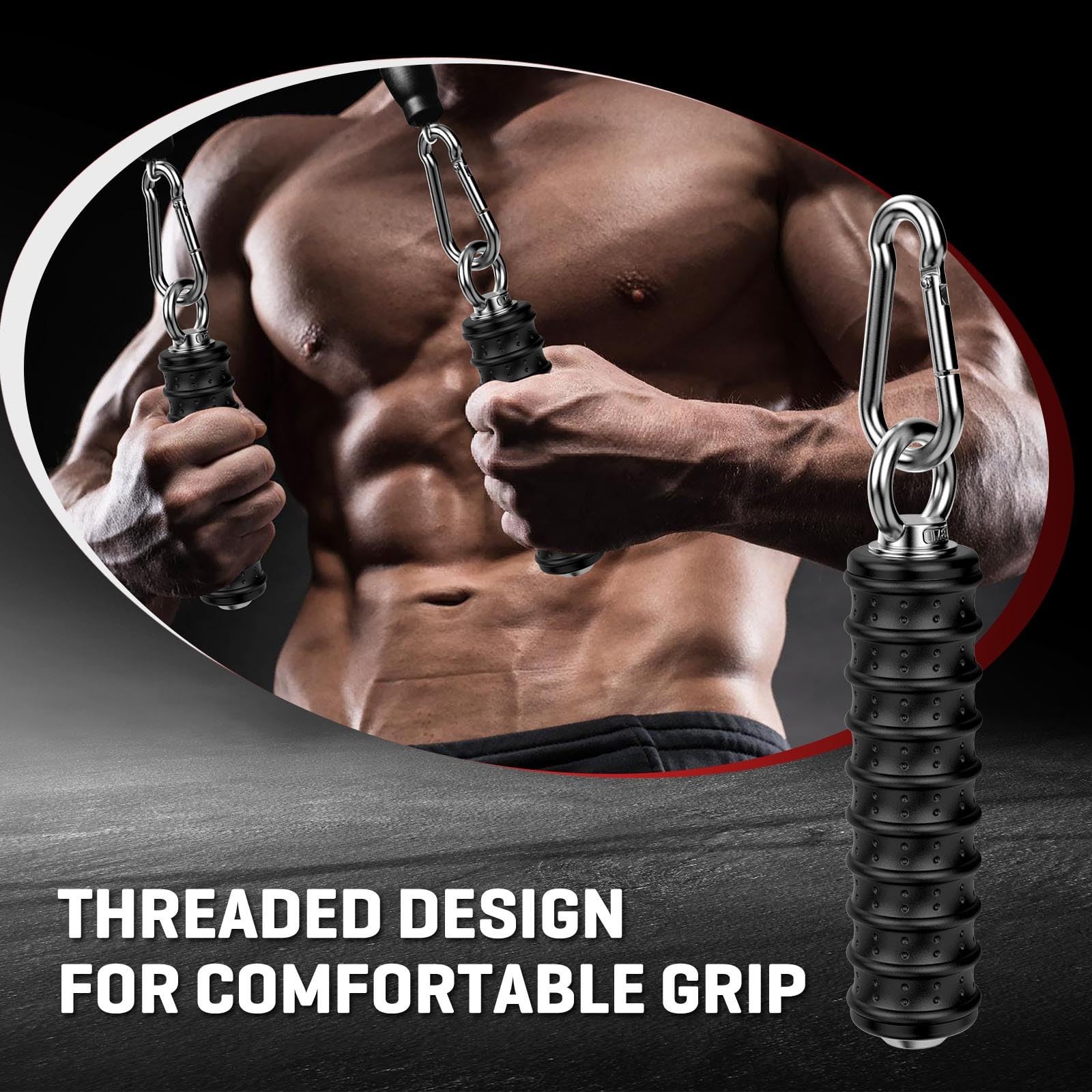 Ergonomic Gym Handles, LAT Pulldown Tricep Cable Machine Grip
