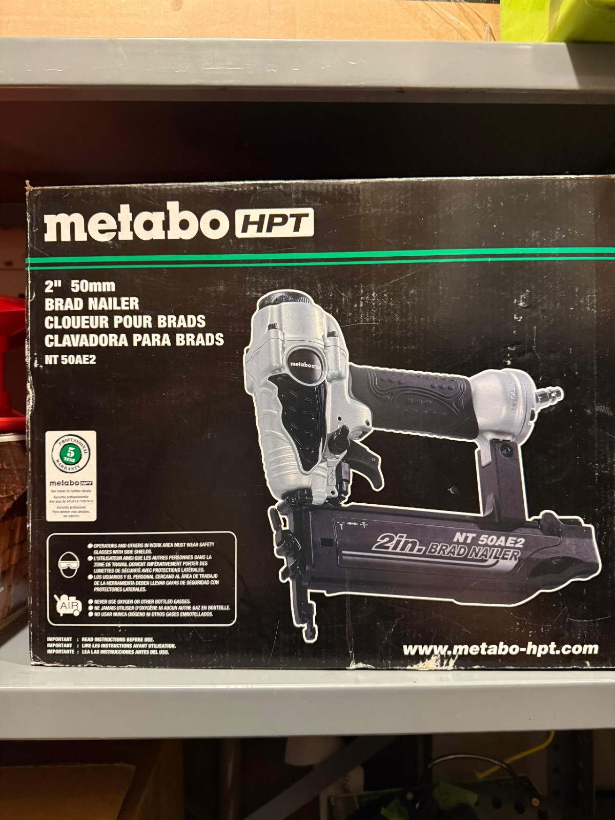 Metabo HPT NT 50AE2 2" Brad Nailer Pneumatic Nail Gun with Case