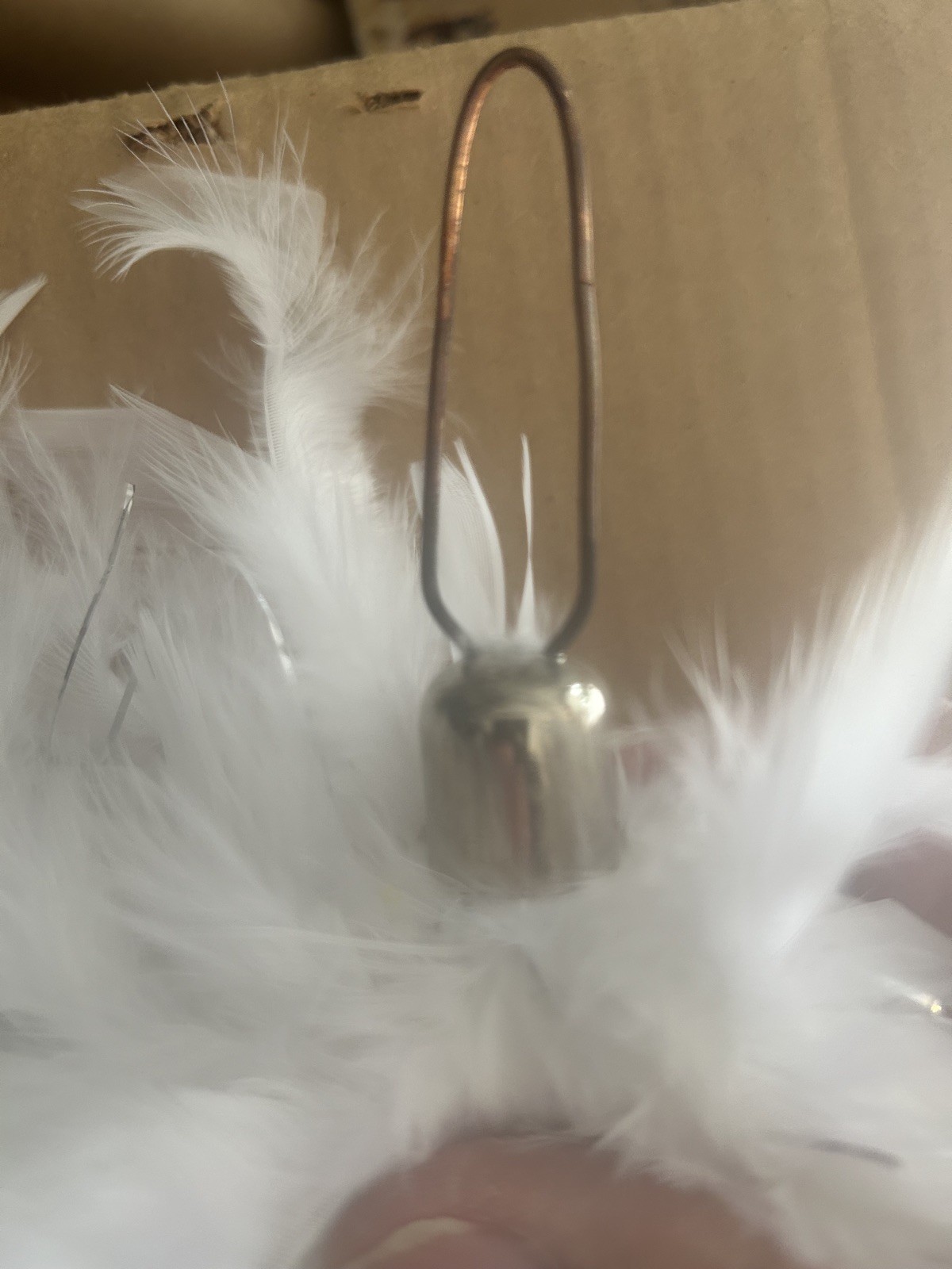 5 Marching Band Feather Plumes - White and silver- Approx. 7”