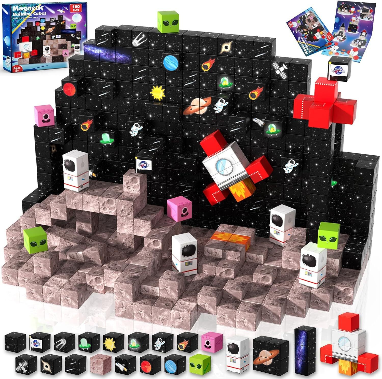 100PCS Space Magnetic Tile Set