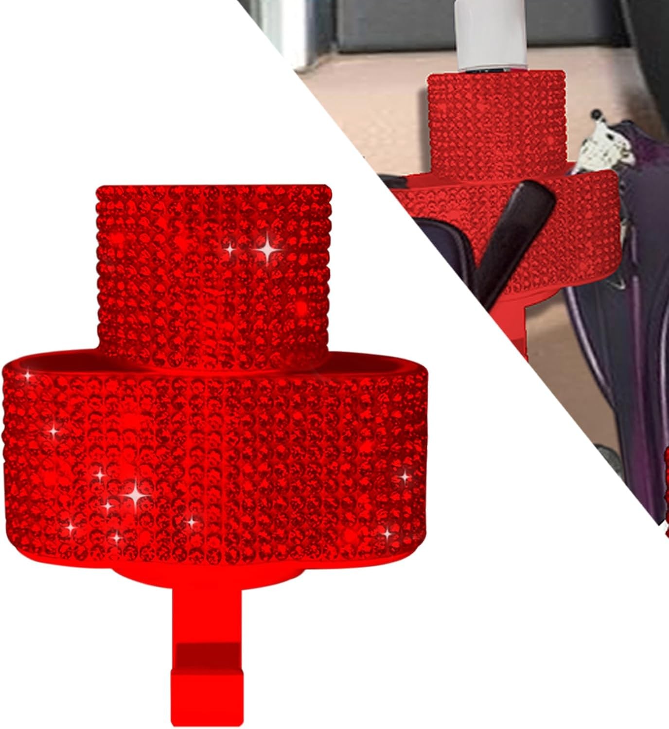 Bling Cr Chapstick Holder with Rhinestones, 2-in-1 Compact Lipstic  Color: Red