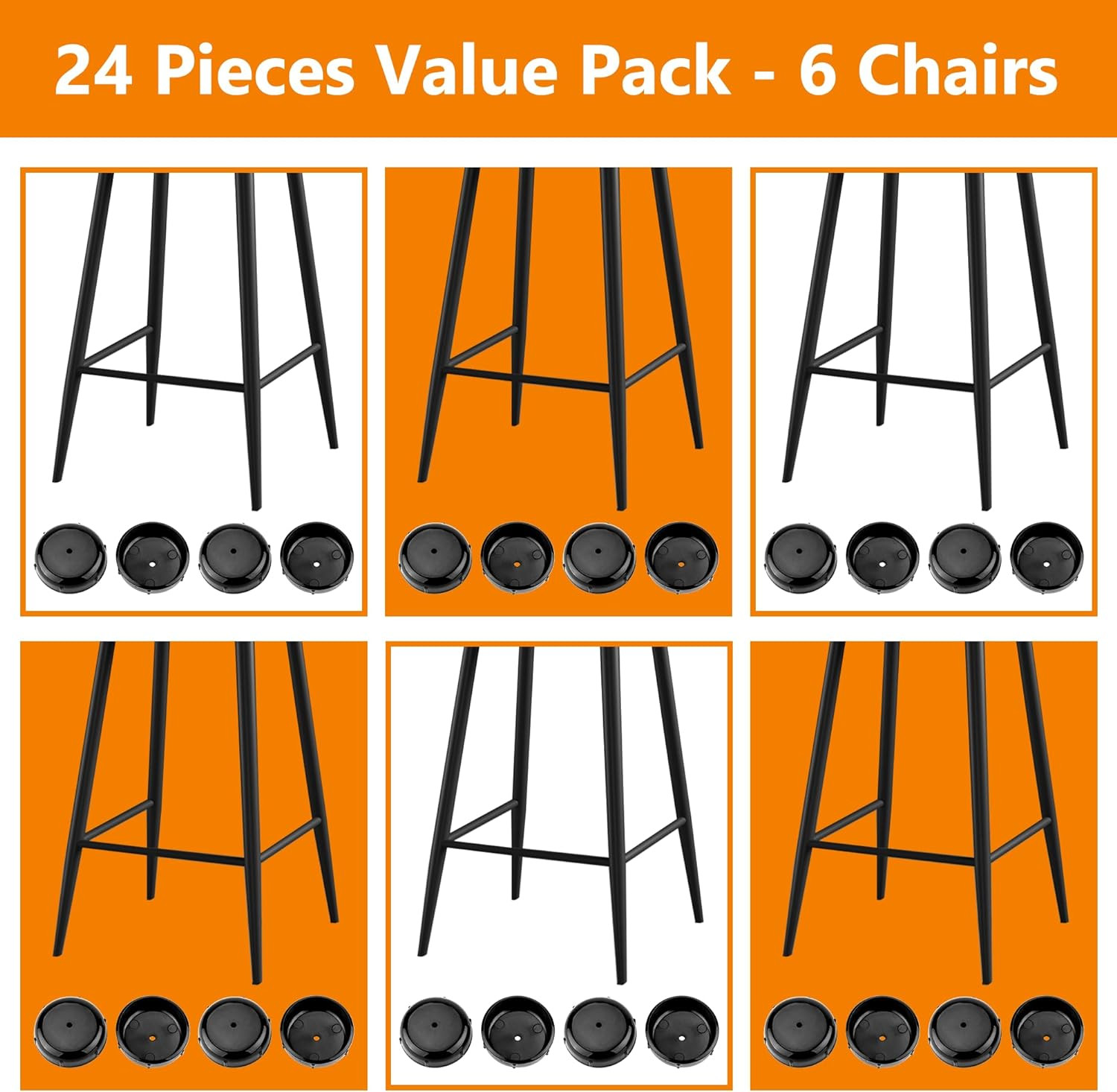 24-Pack Wrought Iron Patio Furniture Feet Caps 1-1/2 Inch round Plastic Outdoor