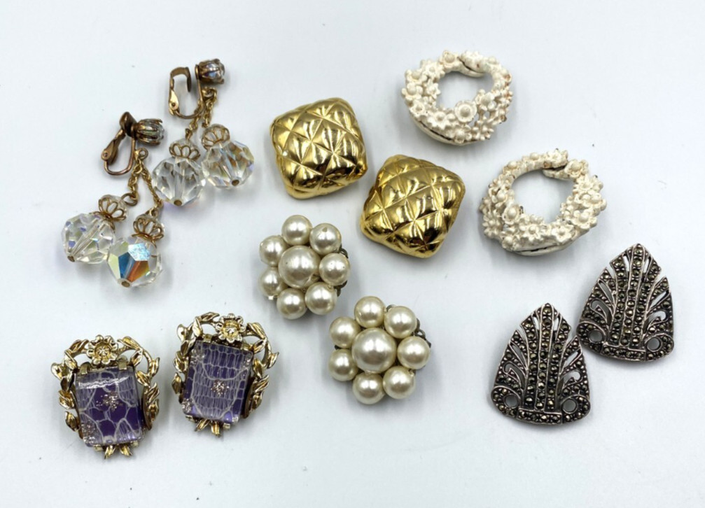 Vintage Clip On Earrings Lot Of 6 Pairs