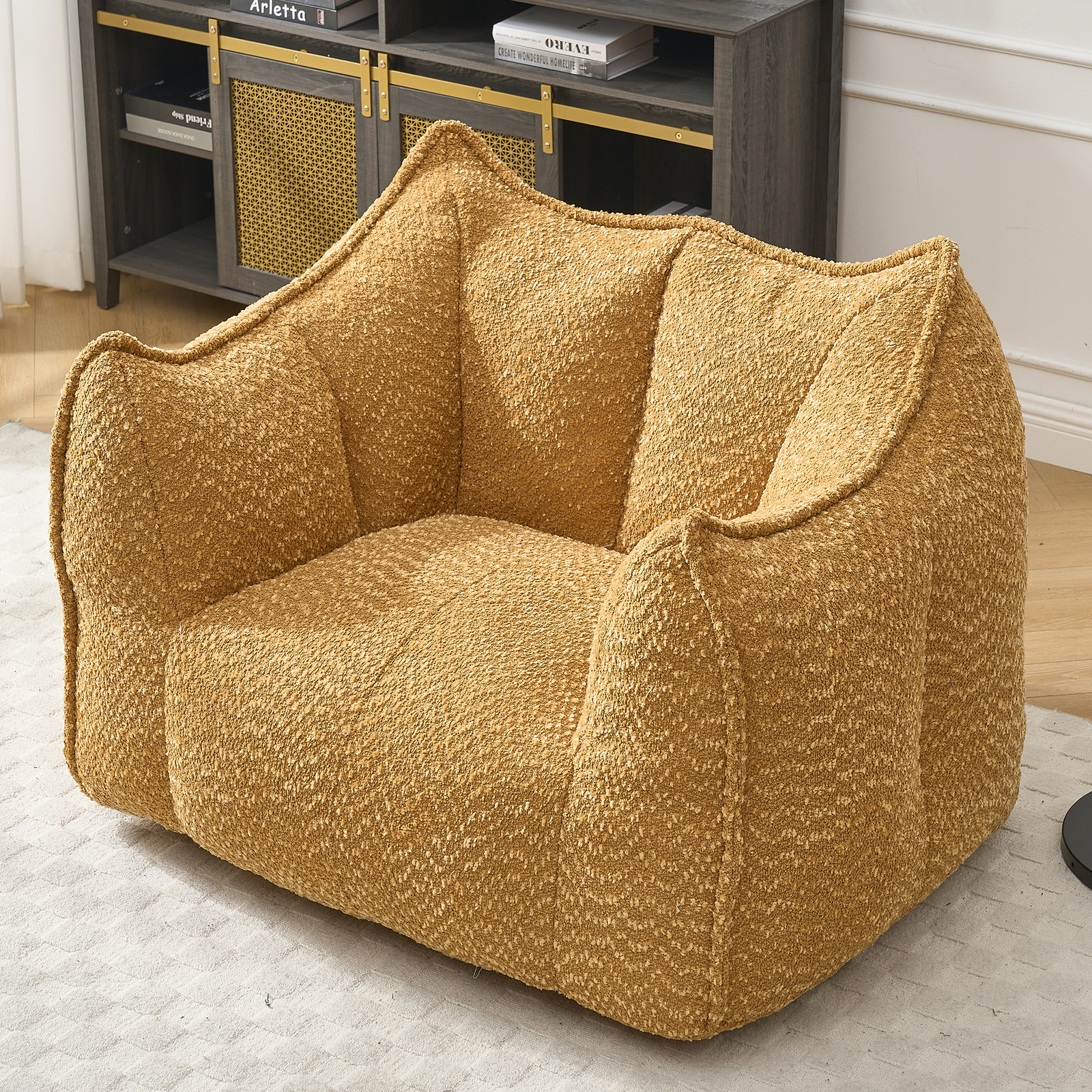 Bean Bag Chairs resilient foam for bedrooms comfortable square lazy sofa Yellow