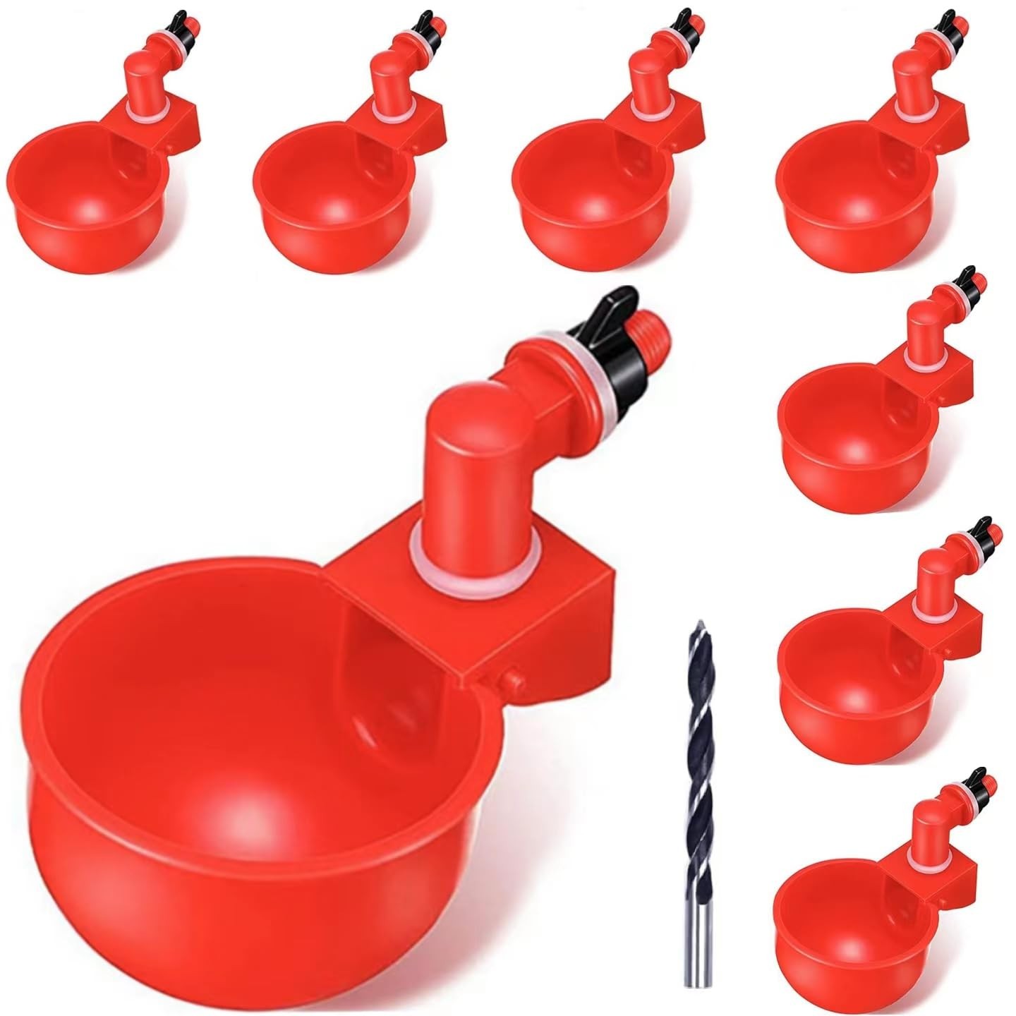 Professional Automatic Chicken Water Dispenser with 8 Cups & Matching Drill