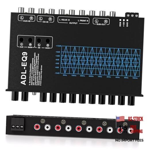 9 Band Car Audio Equalizer, Car Graphic Equalizer EQ W/Front, Rear 9 - Band