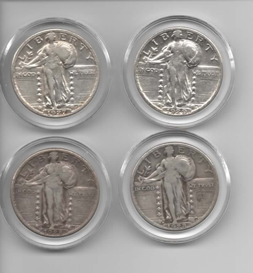 1927-P 1928-P 1928-D 1929-S 90% Silver Standing Liberty Quarters Free Shipping