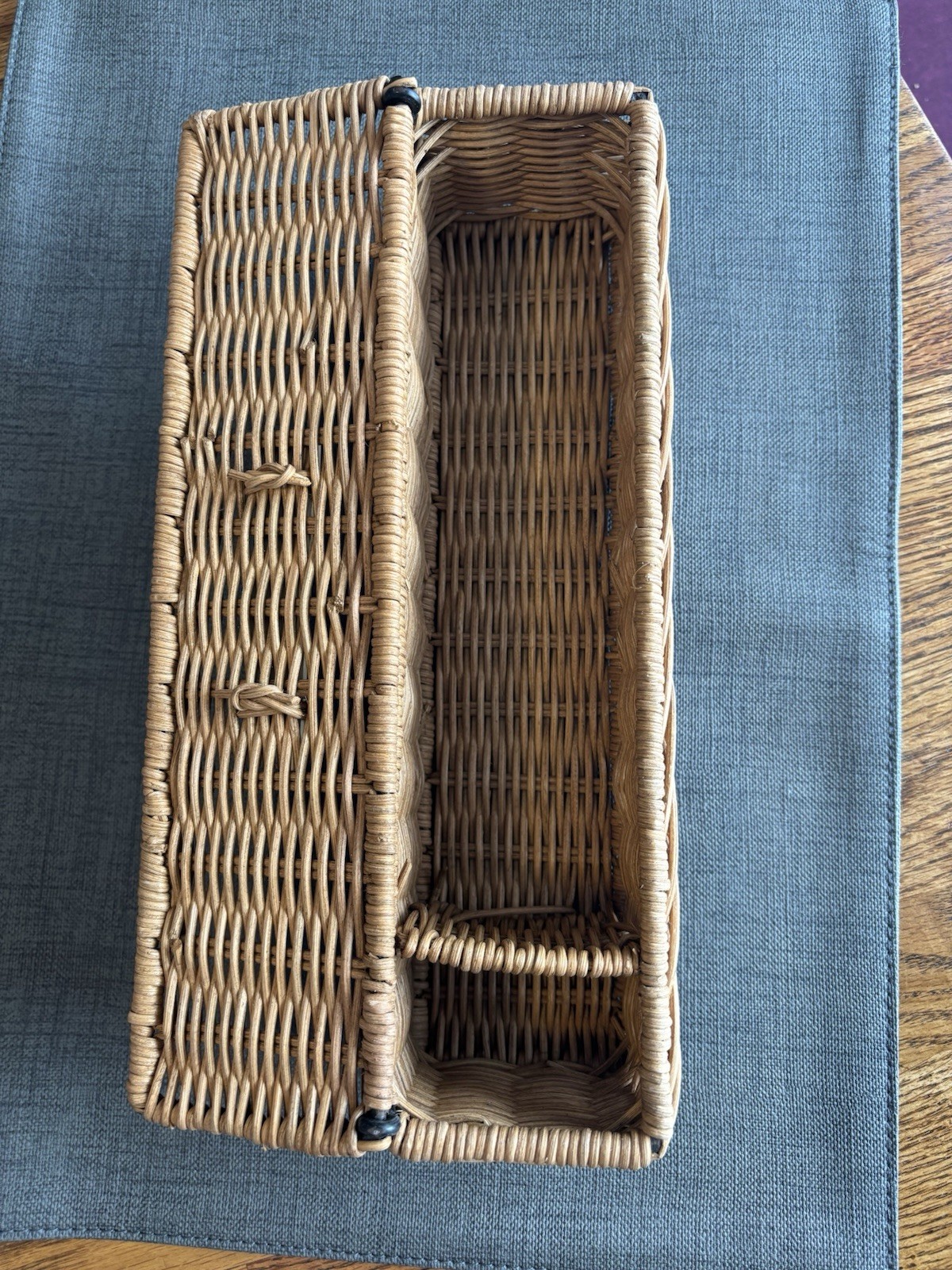 Basket Woven Rectangular Lidded 12x3 Inches