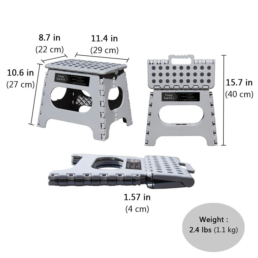 Non-Slip Folding Step Stool, Sturdy Safe Enough - Holds up to 300 Lb - 11 inc...