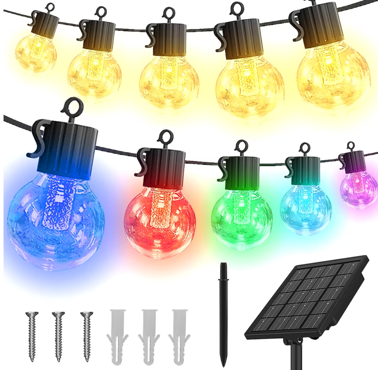 2025 NEW AvatarControls G40 Solar String 25LED 50FT MULTICOLOR&Warm White lights