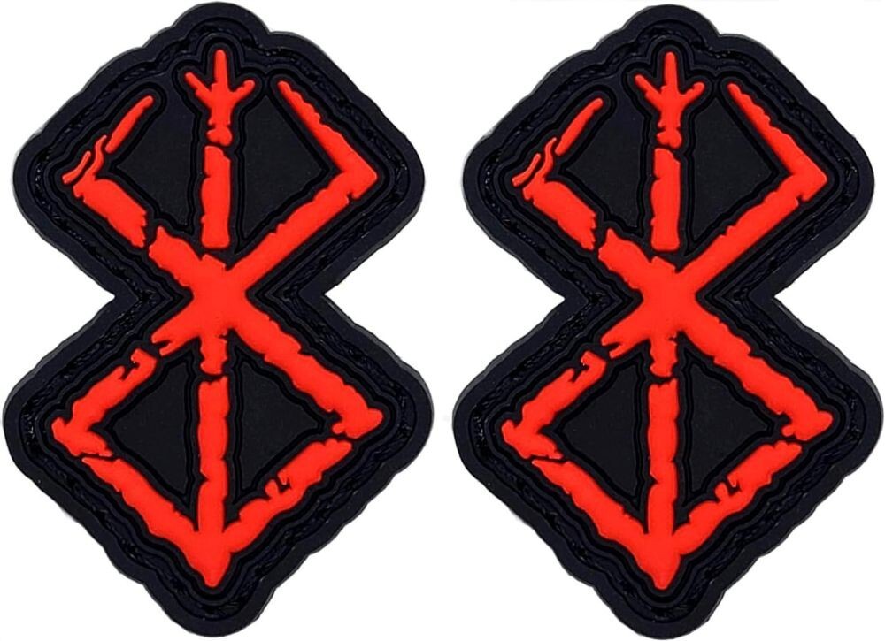 BERSERK Berserk Brand of Sacrifice Logo Anime Manga PVC PATCH  - 2PC  RED/BLK
