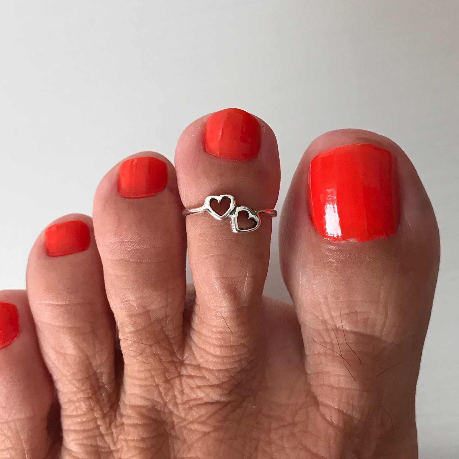Sterling Silver Loving Hearts Toe Ring, Silver Ring,  Heart Ring, Love Ring