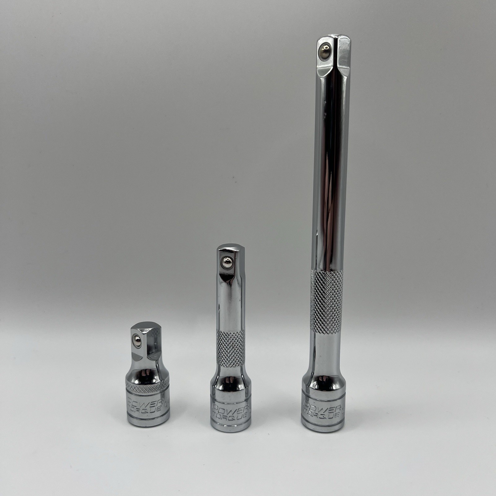 Power Torque 3pc 3/8” Drive Socket Extension Bar Set 1-3/4”, 3”, 6” Chrome