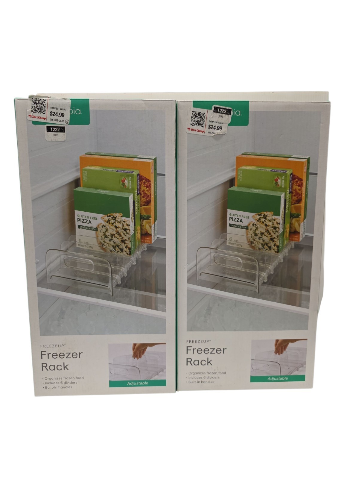 Set Of 2 Freezeup Freezer Refrigerator Rack Organizers 15"x7¼" Clear Storage