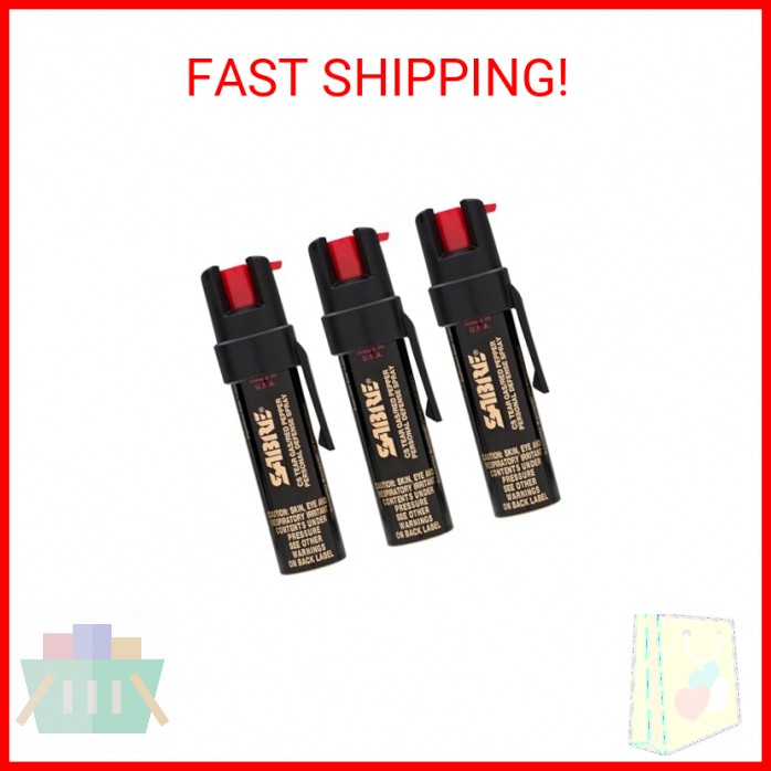 SABRE 3-in-1 Compact Defense Spray – Pepper Spray, Tear Gas & UV Dye, Max Police