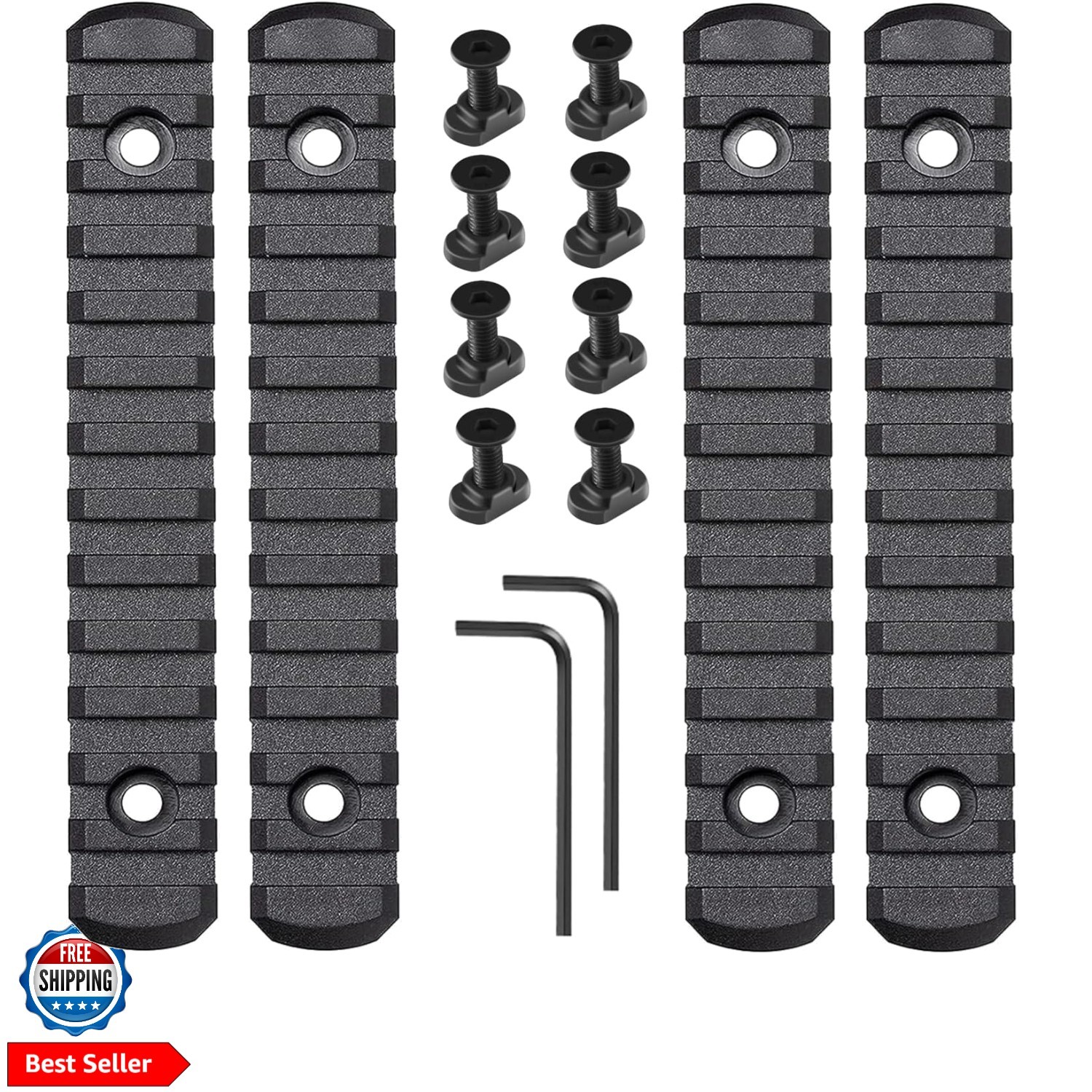 4 Pack Polymer Picatinny Accessory Rail Single Picatinny Rail, 13-13-13-13 Slots
